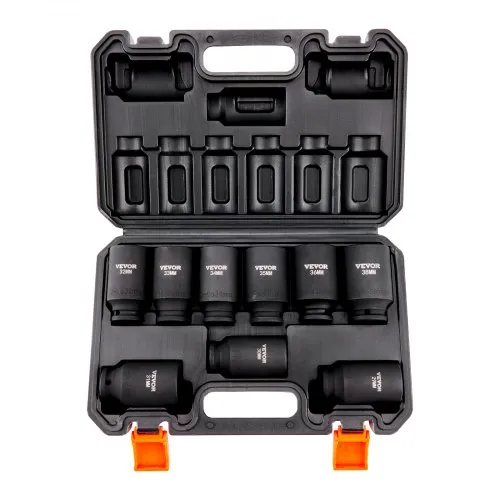 VEVOR 1/2 Zoll Steckschlüsselsatz CR-V-legierter Stahl 9-tlg Steckschlüssel Satz 29-38 mm Tiefe Stecknüsse Schlagschrauber, HRC 42-48 Steckschlüssel inkl Werkzeugkoffer, Metrisch Schraubenausdreher VEVOR 1/2 Zoll Steckschlüsselsatz CR-V-legierter Stahl 9-tlg Steckschlüssel Satz 29-38 mm Tiefe Stecknüsse Schlagschrauber, HRC 42-48 Steckschlüssel inkl Werkzeugkoffer, Metrisch Schraubenausdreher