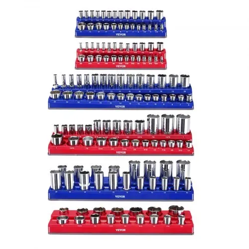 VEVOR Steckschlüssel-Organizer-Set, 6-teilig, 1/4 Zoll, 3/8 Zoll & 1/2 Zoll SAE-Steckschlüsselablagen, für bis zu 143 Standard- & tiefe Steckschlüssel, (Steckschlüssel nicht im Lieferumfang enthalten) – Bild 9