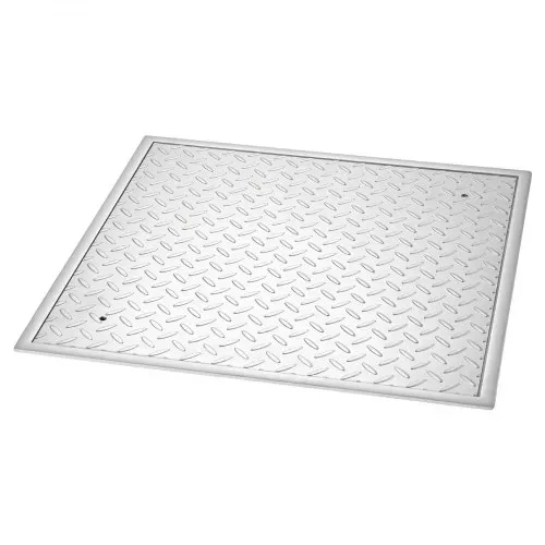 VEVOR Schachtabdeckung mit Rahmen 50 x 50 cm, Quadratischer Schachtdeckel Klärgrubendeckel, Hochbelastbarer Rutschfester Gullydeckel aus Kohlenstoffstahl für Abflussrinne, für Gehwege Gärten Höfe – Bild 9