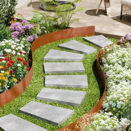 VEVOR Rasenkante, 6er Pack 1016x203,2 mm, Gartenpalisade, Beeteinfassung, Metall-Landschaftseinfassung, biegbare Garteneinfassung, Haifischstachel, Raseneinfassung für Blumenbeete, Hofwegteiler – Bild 7
