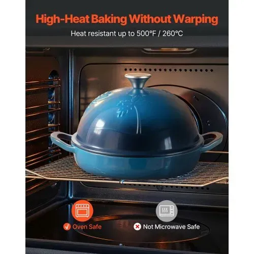 VEVOR Schmortopf aus emailliertem Gusseisen, 4,73 L Dutch Oven zum Backen von Sauerteigbrot, robuster Kochtopf mit Deckel & 2 Griffen, geeignet bis 260 °C, Brottopf zum Kochen und Braten – Bild 3