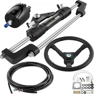VEVOR Hydraulisches Bootslenkungsset, hydraulische 300-PS-Lenkpumpe, Lenkzylinder aus Aluminiumlegierung, 13,5-Zoll-Lenkrad mit 10-Zoll-Hydraulik-Lenkschlauch für Bootslenksystem VEVOR Hydraulisches Bootslenkungsset, hydraulische 300-PS-Lenkpumpe, Lenkzylinder aus Aluminiumlegierung, 13,5-Zoll-Lenkrad mit 10-Zoll-Hydraulik-Lenkschlauch für Bootslenksystem