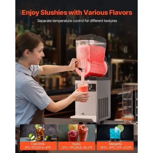 VEVOR kommerzielle Slusheis Maschine 12 L Einzeltank-Maschine für gefrorene Getränke, 48 Tassen Edelstahl Slush-Eismaschine mit elektronischem Tastenfeld Softeis Maker für Partys Restaurants Cafés – Bild 2
