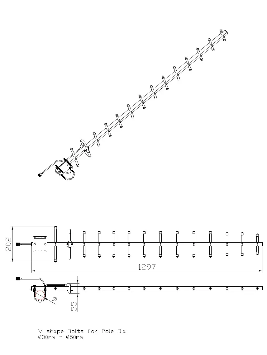 ALLNET Antenne 868MHz 14dbi Antenne (N-Female) YAGI ANT-868-14dbi-Yagi LoRA/HELIUM/HaLow/IoT – Bild 4