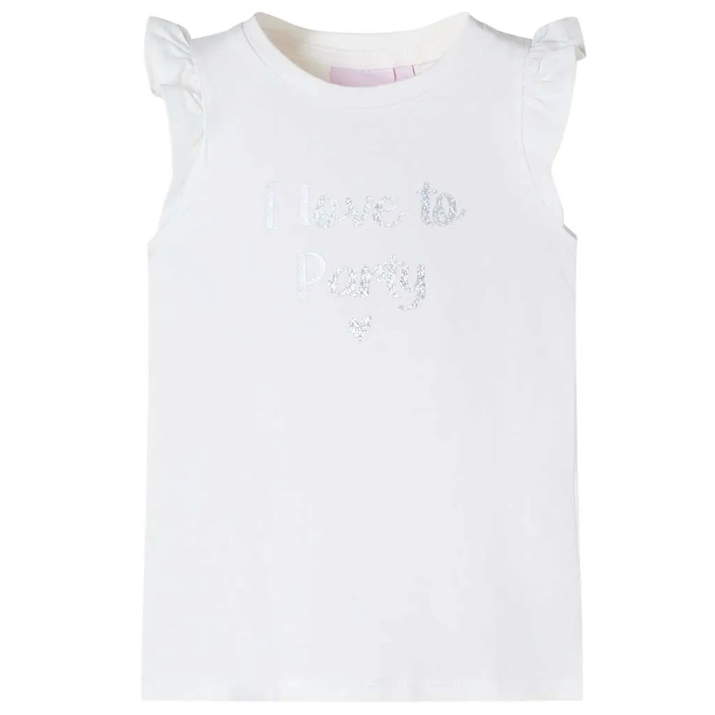 vidaXL Kinder-T-Shirt mit Rüschenärmeln Weiß 92 vidaXL Kinder-T-Shirt mit Rüschenärmeln Weiß 92