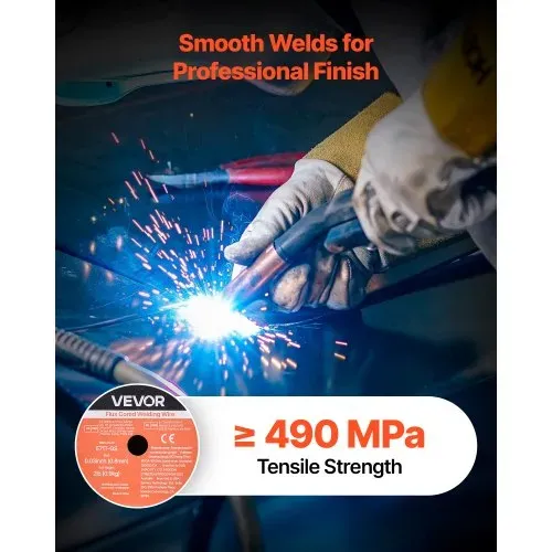 VEVOR Fülldraht 0,8 mm, MIG-Schweißdraht E71T-GS, 0,9 kg Gaslose Drahtrolle mit Geringer Spritzerbildung für Alle Schweißpositionen, Selbstschützend für den Außeneinsatz (3 Rollen pro Packung) – Bild 3