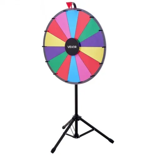 VEVOR Glücksrad Drehrad (61 cm) 14 Slots Glücksrad mit Stativ, höhenverstellbar, Lotteriespiele Gewinn-Roulette mit Tafelschwamm & 2 Markern, 6 Farben, ideal für Party Kneipe Messe Karneval – Bild 8