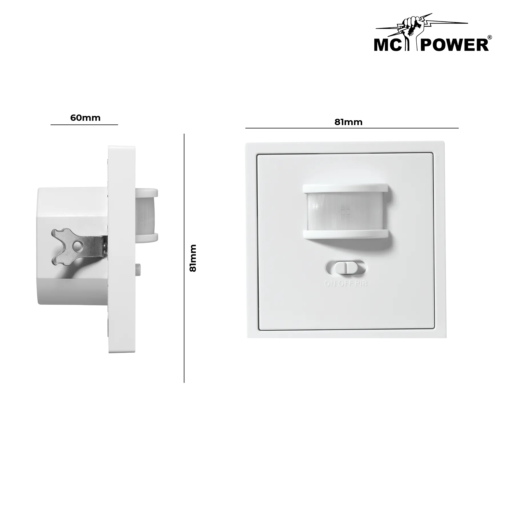 Unterputz IR Bewegungsmelder McPower ''Shallow'' 160°, 750W, LED geeignet, weiß – Bild 4