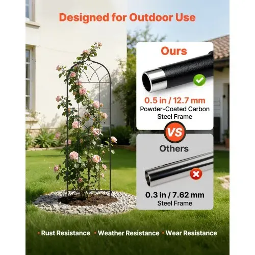 VEVOR Rankgitter, 180x52,5 cm 2er-Pack, Metall Rankhilfe mit Pulverbeschichteter Oberfläche & Verriegelungsmechanismus, Kletterhilfe, Garten Spalier, Pflanzengitter für Blumen, Gemüse & Rosen – Bild 2