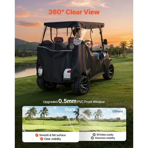 VEVOR Golfwagenabdeckung Sichtbar für 2-Sitzer-Golfwagen (die Meisten Golfcart von Club Car, Yamaha, EZGO & Honda), Regenabdeckung aus 600D-Oxford-Gewebe, mit PU-Beschichtung & Winddichtem Hakensystem – Bild 3