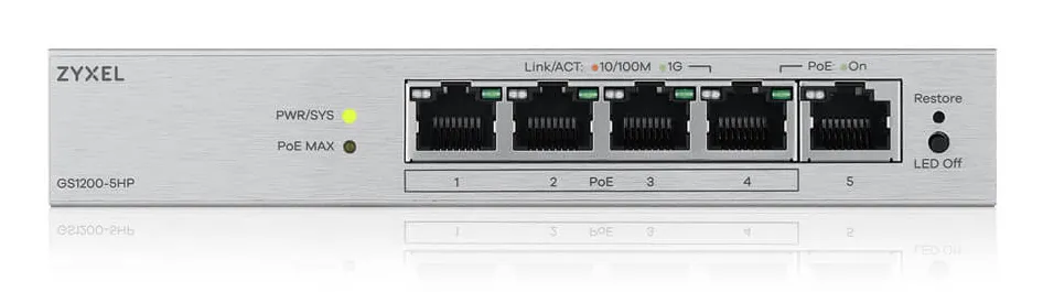 Zyxel GS1200-5HPV3 Managed L2 Gigabit Ethernet (10/100/1000) Power over Ethernet (PoE) Desktop Grau – Bild 3