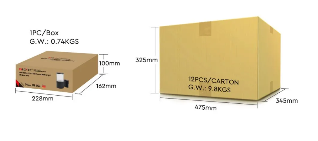 MiBoxer WA5-09R-ZL LED Garden Round Wall Light 12W RGB+CCT Zigbee 3.0 + 2.4G IP66 24V MiBoxer WA5-09R-ZL LED Garden Round Wall Light 12W RGB+CCT Zigbee 3.0 + 2.4G IP66 24V