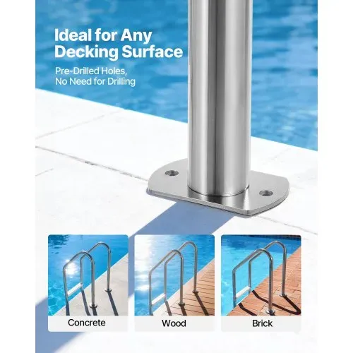 VEVOR Poolleiter Edelstahl 120 kg, 3-stufige Treppe mit Doppeltem Handlauf, Rutschfeste Stufen, Sicherheitsleiter für Ein- & Ausstiege von ca. 122 bis 137 cm Unterflur-Pool, 655x600x1580 mm – Bild 3