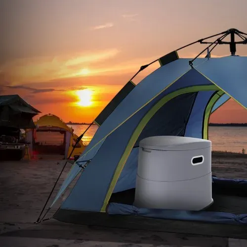 VEVOR 5 L Campingtoilette mit Toilettenpapier- und Handyhalter, Tragbare Campingtoilette 500 x 467 x 400 mm Reisetoilette Nottoilette Weiße Toiletten 136,1 kg Gewichtstragfähigkeit Wohnmobiltoilette – Bild 7