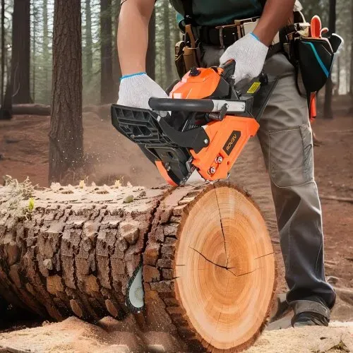 VEVOR 40cc Benzin-Kettensäge, 355 mm Benzin-Kettensäge, 1,8 PS starke Säge mit rutschfestem Griff, zwei Kraftstofftanks, Not-Aus-Funktion, max. 12000U/min, zum Holzfällen, Baumbeschneiden & Roden – Bild 7