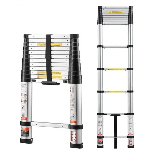 VEVOR Teleskopleiter 3740 mm, Aluminium-Klappleiter mit Einhand-Einzug, Mehrzweckleiter, belastbar bis 150 kg, Stehleiter, Haushaltsleiter, Außenleiter, für Haus, Garten & Dachboden VEVOR Teleskopleiter 3740 mm, Aluminium-Klappleiter mit Einhand-Einzug, Mehrzweckleiter, belastbar bis 150 kg, Stehleiter, Haushaltsleiter, Außenleiter, für Haus, Garten & Dachboden