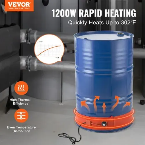 VEVOR 208L Metallfassung Eimerheizer Heizband 1200 W 30-150°C Einstellbar VEVOR 208L Metallfassung Eimerheizer Heizband 1200 W 30-150°C Einstellbar