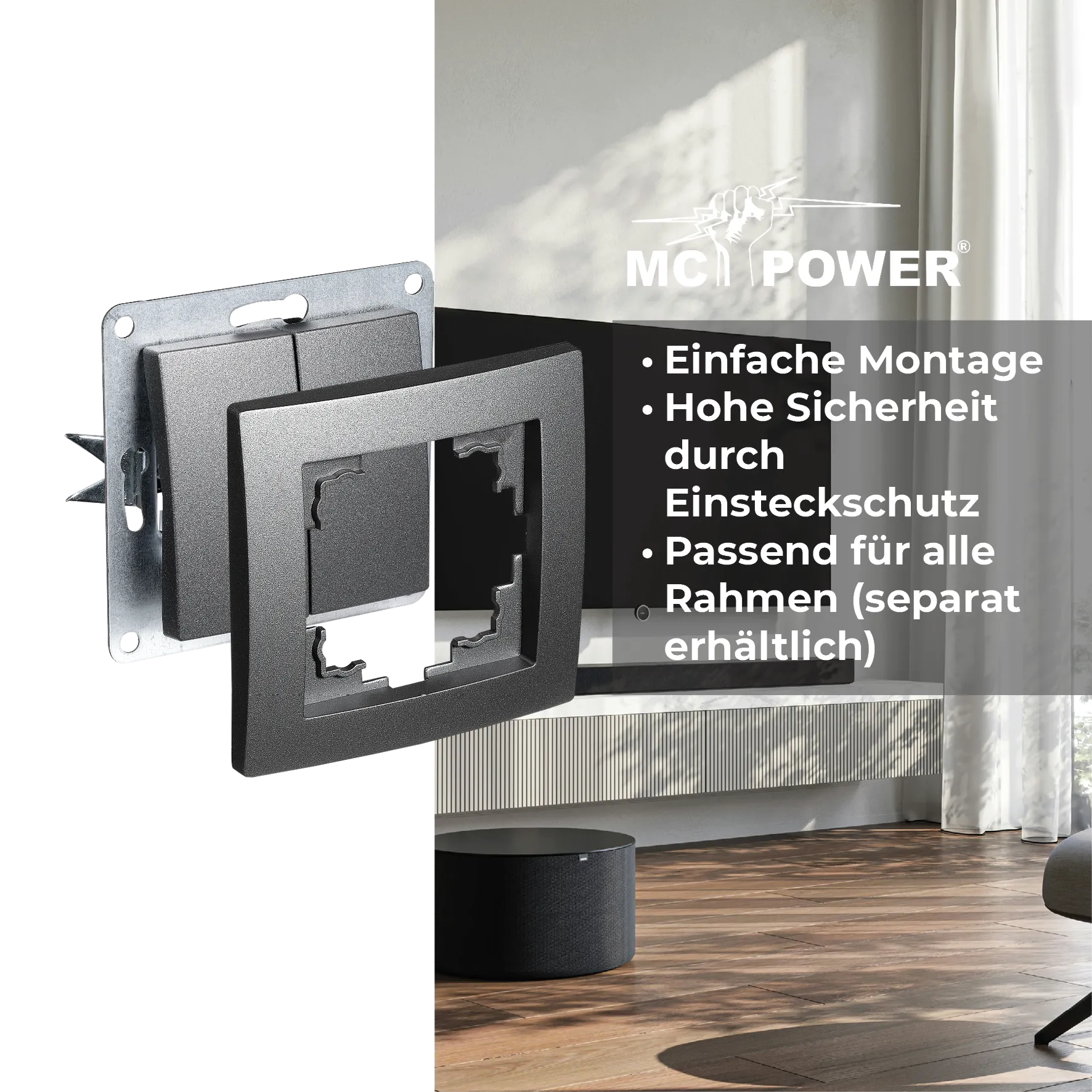 Wechselschalter McPower ''Flair'' 2-fach, 250V~/10A, UP, anthrazit – Bild 4