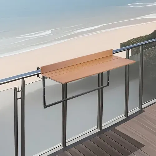 VEVOR Balkon-Hängetisch, 1000x345mm, klappbarer Balkonhängetisch, Klapptisch für Geländer im Freien, 5-stufig verstellbar, passend für Geländer von 1 bis 3,7 Zoll, Serviertisch für Terrasse und Deck – Bild 7