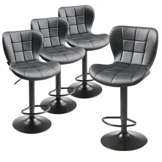 VEVOR Barhocker 4 Stk. moderner Thekenhocker aus PU-Leder, 360° drehbarer Bistrohocker mit Rückenlehne & Fußstütze, höhenverstellbarer Küchenhocker (149,7 kg belastbar) für Esszimmer Schwarz VEVOR Barhocker 4 Stk. moderner Thekenhocker aus PU-Leder, 360° drehbarer Bistrohocker mit Rückenlehne & Fußstütze, höhenverstellbarer Küchenhocker (149,7 kg belastbar) für Esszimmer Schwarz