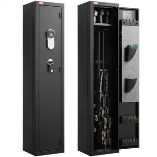 VEVOR Waffenschrank Gewehrschrank mit Fingerabdrucksensor & Schlüssel, Langwaffenschrank Gewehrtresor mit Magazin & LED-Beleuchtung & verstellbaren Halterungen, Montage erforderlich VEVOR Waffenschrank Gewehrschrank mit Fingerabdrucksensor & Schlüssel, Langwaffenschrank Gewehrtresor mit Magazin & LED-Beleuchtung & verstellbaren Halterungen, Montage erforderlich
