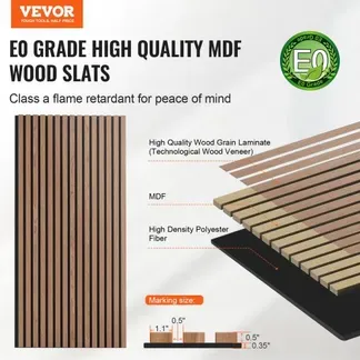 VEVOR Akustikpaneele, 1200x600x21mm, Akustik Wandpaneele, MDF-Akzent-Holzwandpaneele für moderne Innenwanddekoration, Akustikpaneel Kunstholz-Wandplatten zur Geräuschreduzierung, 4er-Set VEVOR Akustikpaneele, 1200x600x21mm, Akustik Wandpaneele, MDF-Akzent-Holzwandpaneele für moderne Innenwanddekoration, Akustikpaneel Kunstholz-Wandplatten zur Geräuschreduzierung, 4er-Set