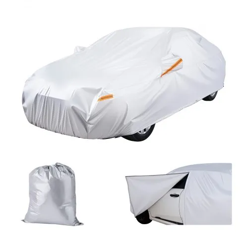 VEVOR Autoabdeckung Abdeckplane für europäische Limousinenmodelle mittlerer Größe, Allwetterschutz vor Sonne, Regen, Wind, vollständige Außenabdeckung mit Türreißverschluss & Baumwollfutter, Silber VEVOR Autoabdeckung Abdeckplane für europäische Limousinenmodelle mittlerer Größe, Allwetterschutz vor Sonne, Regen, Wind, vollständige Außenabdeckung mit Türreißverschluss & Baumwollfutter, Silber