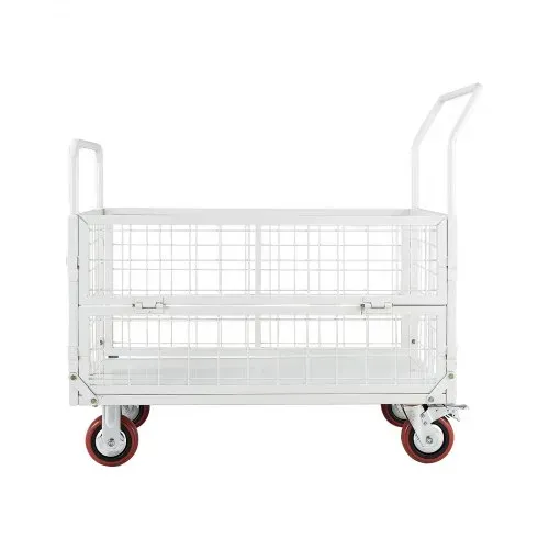VEVOR Plattformwagen mit Gitterwänden 907 kg, 6-in-1 faltbarer Transportwagen mit Schwenkrädern, Schwerlast-Handwagen, Multifunktionaler Materialwagen, für Lebensmittel, Wäsche, 1130x675x1070 mm – Bild 8