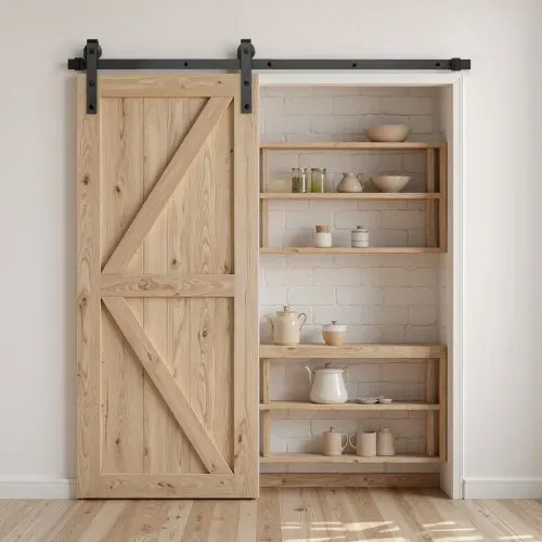 VEVOR Schiebetürsystem 1,5 m Laufschiene, Schiebetürbeschlag Tragkraft 150 kg, Kompatibel mit 762 mm max. Breite und 34,92 bis 44,45 mm Dicke, langlebige Schiene & J-förmige Rolle, Schwarz – Bild 7