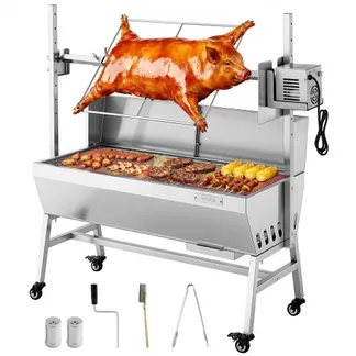 VEVOR Drehspießgrill 38 W Spanferkelgrill Lammgrill Holzkohlegrill (94 cm Grilllänge) mit 60 kg Tragkraft & 7-facher Höhenverstellung & Schutzblech, Edelstahl-Elektrogrill-Set für Camping Outdoor VEVOR Drehspießgrill 38 W Spanferkelgrill Lammgrill Holzkohlegrill (94 cm Grilllänge) mit 60 kg Tragkraft & 7-facher Höhenverstellung & Schutzblech, Edelstahl-Elektrogrill-Set für Camping Outdoor