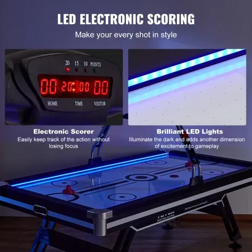 VEVOR luftbetriebener Hockeytisch, Indoor-Hockeytisch für Kinder und Erwachsene, LED-Sporthockeyspiel mit 2 Pucks, 2 Schiebern und elektronischem Punktesystem, Arcade-Gaming-Set für Spielzimmer – Bild 4
