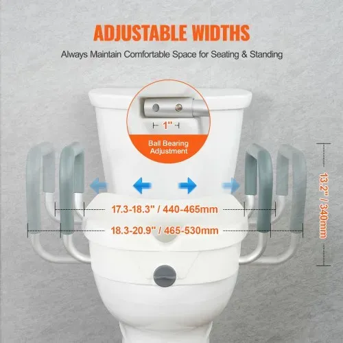 VEVOR Toilettensitzerhöhung WC Sitzerhöhung für Senioren 127 mm, erhöhter Toilettensitz einstellbar, Toilettenaufsatz für Senioren, Sitzerhöhung Toilette mit Griff, Toilettensitzerhöhungen Weiß – Bild 3