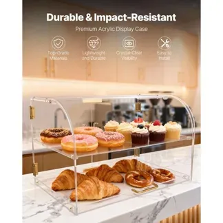 VEVOR Gebäckvitrine 2-stöckig, Gewerbliche Bäckereivitrine aus Transparentem Acryl, Thekenvitrine mit Magnetischer Rücktür & Abnehmbarer Trennwand für Kekse Desserts Donuts, 558 x 355 x 355 mm VEVOR Gebäckvitrine 2-stöckig, Gewerbliche Bäckereivitrine aus Transparentem Acryl, Thekenvitrine mit Magnetischer Rücktür & Abnehmbarer Trennwand für Kekse Desserts Donuts, 558 x 355 x 355 mm