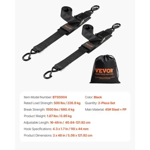 VEVOR Spanngurte mit Ratsche, 5,08x121,92 m Zurrgurte mit Sicherheitsschloss-S-Haken, 2er-Set Hochleistungs-Gurte mit 680,4 kg Bruchfestigkeit & 226,8 kg Nenntragkraft, für Anhänger, Fahrzeuge, Boote – Bild 6