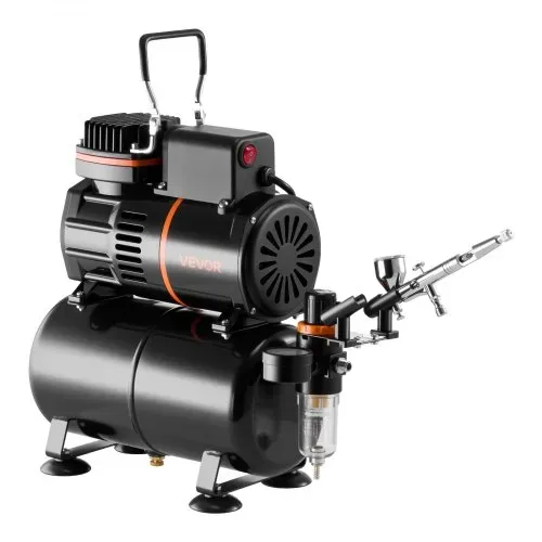 VEVOR Airbrush Set 1/6 PS mit Luftkompressor & Tank, 1 Dual Action Airbrush mit 1 Düse (0,3 mm) & Schlauch & Acrylfarbe )(24) & 2 Ventilatoren, für Kuchendekoration Modellmalerei Nagelkunst – Bild 9