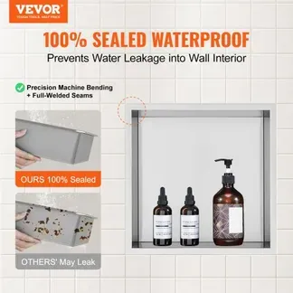 VEVOR Wandnische 10×33,02×33,02cm Duschnische Edelstahl Nische Einlagig 100 % Wasserdicht Nischeneinbau 0-40°C Betriebstemperatur 92°-Inneneckdesign Geeignet für Badezimmer Schlafzimmer Arbeitszimmer VEVOR Wandnische 10×33,02×33,02cm Duschnische Edelstahl Nische Einlagig 100 % Wasserdicht Nischeneinbau 0-40°C Betriebstemperatur 92°-Inneneckdesign Geeignet für Badezimmer Schlafzimmer Arbeitszimmer