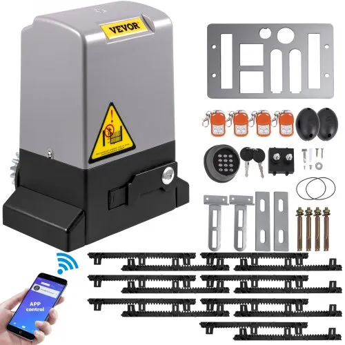 VEVOR Schiebetoröffner, 1800 kg, 7 m, Schiebetorantrieb mit 4 Fernbedienungen und APP-Steuerung, Elektrischer Rolltormotor für Auffahrten, Komplettes Hardware-Sicherheitssystem-Kit für Torantriebe VEVOR Schiebetoröffner, 1800 kg, 7 m, Schiebetorantrieb mit 4 Fernbedienungen und APP-Steuerung, Elektrischer Rolltormotor für Auffahrten, Komplettes Hardware-Sicherheitssystem-Kit für Torantriebe