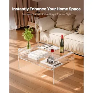 VEVOR Couchtisch Beistelltisch 2-stufiger Sofatisch mit Ablagefläche, moderner rechteckiger Couchtisch aus Acryl, ideal für Esszimmer, Kücheninsel, Restaurant, Büro, 50 x 80 x 38 cm (transparent) VEVOR Couchtisch Beistelltisch 2-stufiger Sofatisch mit Ablagefläche, moderner rechteckiger Couchtisch aus Acryl, ideal für Esszimmer, Kücheninsel, Restaurant, Büro, 50 x 80 x 38 cm (transparent)