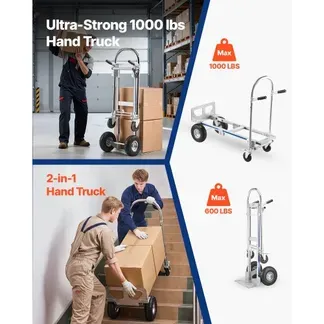 VEVOR 2-in-1-Sackkarre 454 kg, Transportkarre im 4-Rad-Modus, Umwandelbarer Plattformwagen mit Rutschfestem Griff, Tragbarer Handwagen Transportwagen, Trolley für Umzüge, Büro, Lager, Supermarkt VEVOR 2-in-1-Sackkarre 454 kg, Transportkarre im 4-Rad-Modus, Umwandelbarer Plattformwagen mit Rutschfestem Griff, Tragbarer Handwagen Transportwagen, Trolley für Umzüge, Büro, Lager, Supermarkt