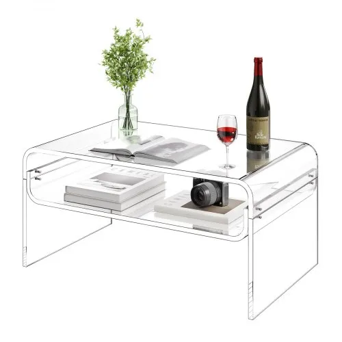 VEVOR Couchtisch Beistelltisch 2-stufiger Sofatisch mit Ablagefläche, moderner rechteckiger Couchtisch aus Acryl, ideal für Esszimmer, Kücheninsel, Restaurant, Büro, 50 x 80 x 38 cm (transparent) VEVOR Couchtisch Beistelltisch 2-stufiger Sofatisch mit Ablagefläche, moderner rechteckiger Couchtisch aus Acryl, ideal für Esszimmer, Kücheninsel, Restaurant, Büro, 50 x 80 x 38 cm (transparent)