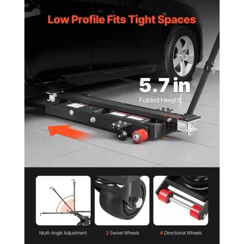 VEVOR Air Tragbare Hebebühne 3 t Tragkraft, max. 55 cm Hubhöhe, verstellbare tragbare Lufthebebühne mit Airbag & Stützfüßen & Radkeilen & Gummipads, robust für Limousinen, SUVs und Pickups – Bild 5