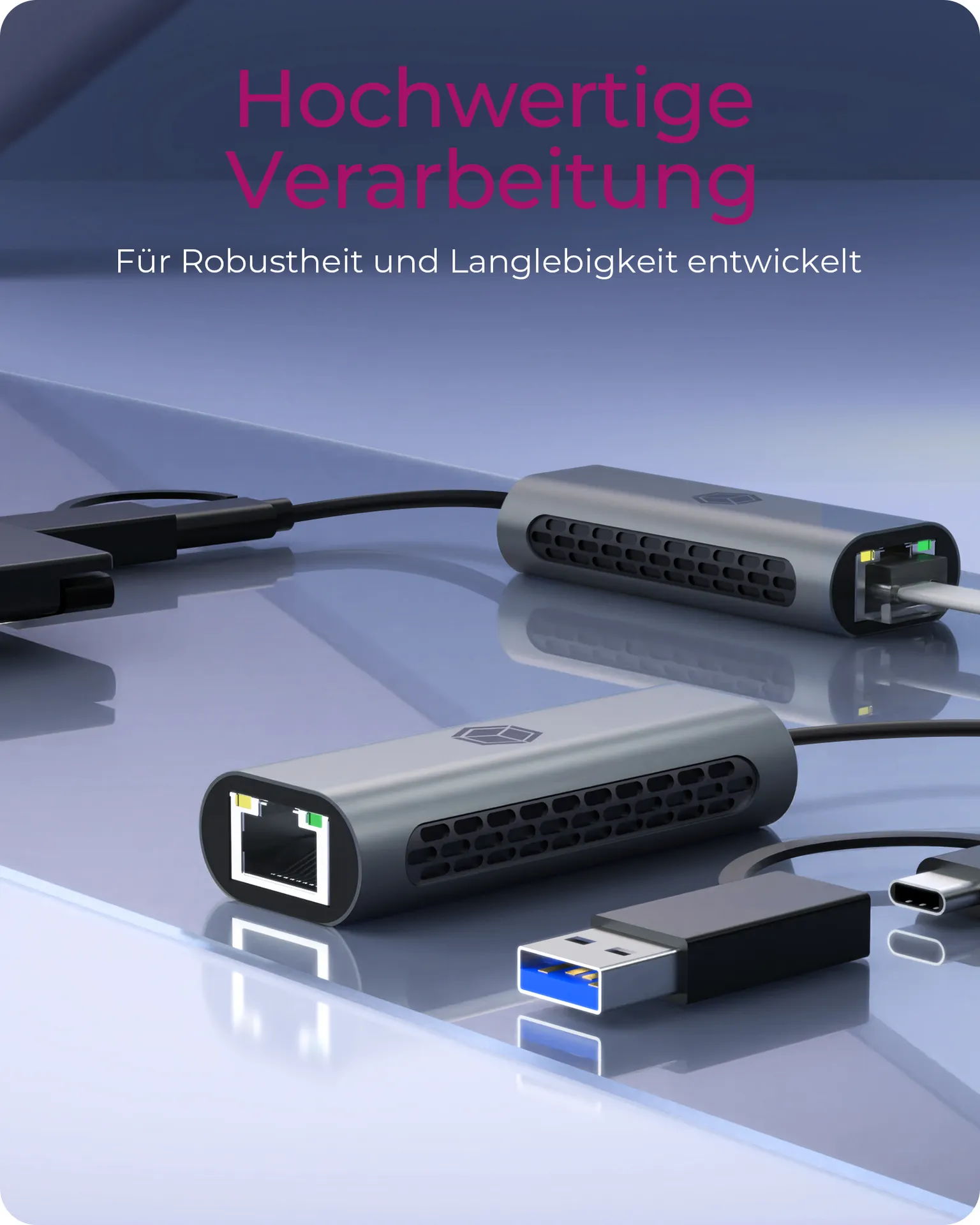 ICY BOX IB-LAN301-C3, USB 3.2 Gen 1 Type-C®/Type-A zu 2.5 Gigabit Ethernet LAN Adapter, Anthrazit – Bild 5