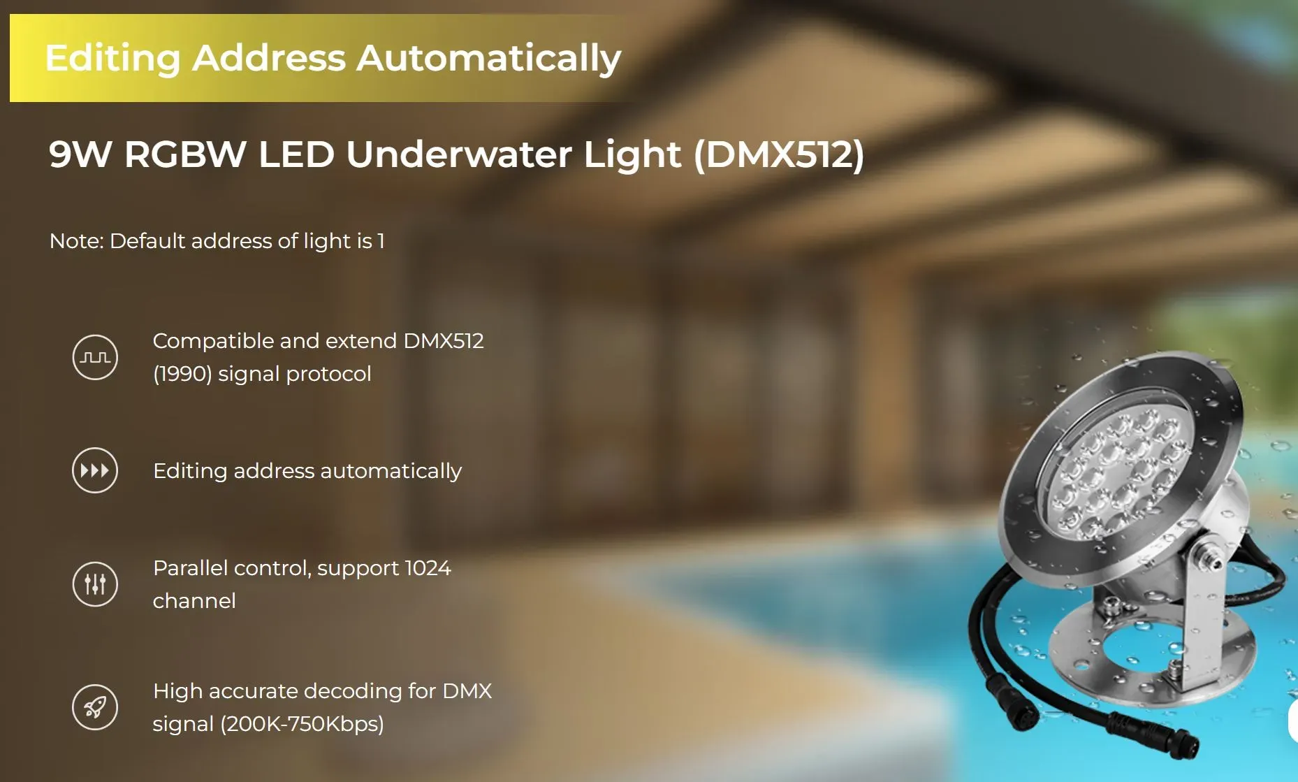 MiBoxer UW4-09A-XL LED DMX512 Underwater Light 9W RGB+WW – Bild 3