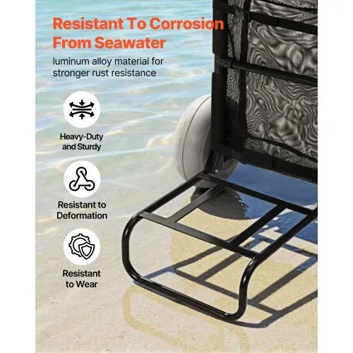 VEVOR Strandkarre Bollerwagen Sandwagen, Strandwagen 74,84 kg Tragkraft, Zusammenklappbarer Sandwagen aus Stahl 69 bis 114 cm Einstellbare Höhe, Robuster Wagen für den Strand – Bild 4