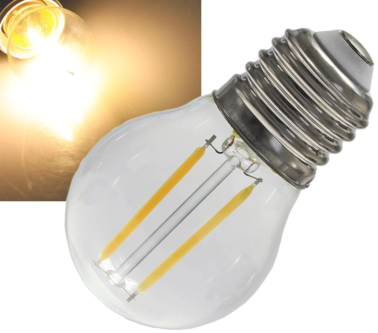 LED Tropfenlampe E27 „Filament T4“ 3000k, 524lm, 230V/4W, warmweiß LED Tropfenlampe E27 „Filament T4“ 3000k, 524lm, 230V/4W, warmweiß