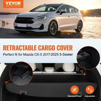 VEVOR Einziehbare Laderaumabdeckung wasserfeste Kofferraumabdeckung für Mazda CX-5 2017-2025 5-Seater, UV-beständige Kofferraumabdeckung aus Aluminiumlegierung & PVC-Lederstruktur VEVOR Einziehbare Laderaumabdeckung wasserfeste Kofferraumabdeckung für Mazda CX-5 2017-2025 5-Seater, UV-beständige Kofferraumabdeckung aus Aluminiumlegierung & PVC-Lederstruktur