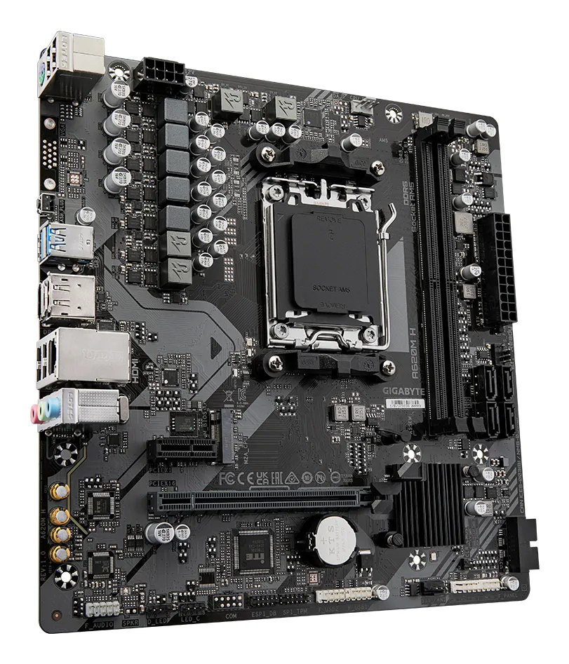 GIGABYTE A620M H Motherboard - Unterstützt AMD Ryzen 8000 CPUs, 5+2+2 Phasen Digital VRM, bis zu 7200MHz DDR5 (OC), 1xPCIe 4.0 M.2, GbE LAN, USB 3.2 Gen 1 – Bild 3
