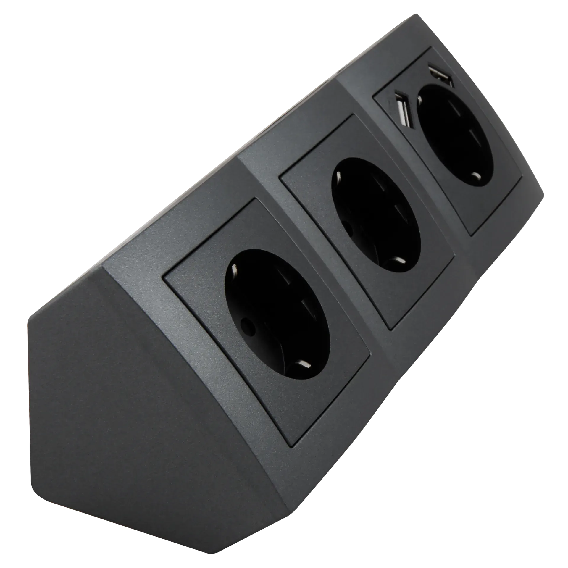 Steckdosenblock McPower ''Flair'' Aufbau, anthrazit, 3-fach Schutzkontakt + USB – Bild 3