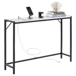 VEVOR Konsolentisch aus Marmor, moderner langer Flurtisch (110 cm) mit Steckdose, dünner Sofa-Beistelltisch mit Eisenrohren, Kippschutz & dreieckiger Stütze für Wohnzimmer Flur Eingangsbereich VEVOR Konsolentisch aus Marmor, moderner langer Flurtisch (110 cm) mit Steckdose, dünner Sofa-Beistelltisch mit Eisenrohren, Kippschutz & dreieckiger Stütze für Wohnzimmer Flur Eingangsbereich