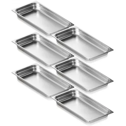VEVOR 6er-Pack Hotelpfannen, Dampfpfanne in voller Größe mit Anti-Stau-Funktion, 0,8 mm dicke Edelstahl-Dampftischpfanne für Restaurants, 2,5 Zoll tiefe kommerzielle Tischpfanne, Catering-Aufbewahrungspfanne für Lebensmittel, für Industrie und Wissenschaft VEVOR 6er-Pack Hotelpfannen, Dampfpfanne in voller Größe mit Anti-Stau-Funktion, 0,8 mm dicke Edelstahl-Dampftischpfanne für Restaurants, 2,5 Zoll tiefe kommerzielle Tischpfanne, Catering-Aufbewahrungspfanne für Lebensmittel, für Industrie und Wissenschaft